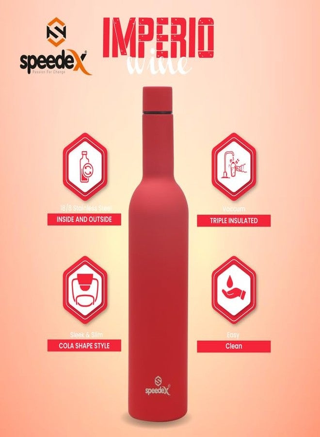 Speedex Thermos Bottle - 500 ML Vacuum Insulated Stainless Steel for Kids, Men, Women - Thermosteel Bottle Ideal for School, Office, Travel Flask for Hot & Cold Beverages - Wine Colour - Image 2